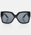Versace Greca Embellished Oversized Sunglasses In Black