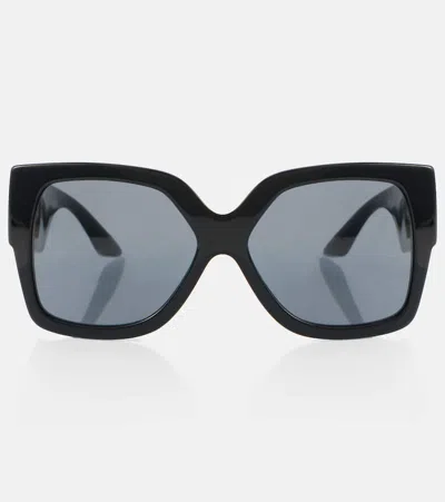 Versace Greca Embellished Oversized Sunglasses In Black