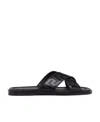 Versace Greca-embossed Crossover-strap Sandals In Black