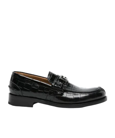 VERSACE VERSACE GRECA EMBOSSED ROUND-TOE LOAFERS