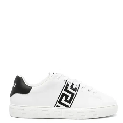 Versace Greca Embroidered Low-top Sneakers In White