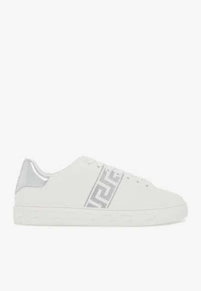 VERSACE GRECA EMBROIDERED LOW-TOP SNEAKERS