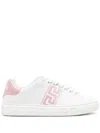 Versace Embroidered Greca Leather Sneaker In Weiss