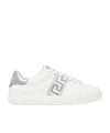 Versace Greca Embroidered Low-top Sneakers In White