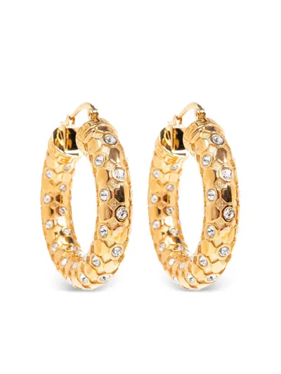 Versace Greca-engraved Hoops In Gold