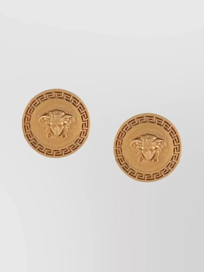 Versace Greca Engraved Stud Earrings