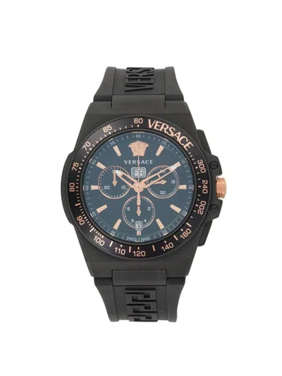 Versace Greca Extreme Chrono Ip Black Stainless Steel & Silicone Strap Watch/45mm