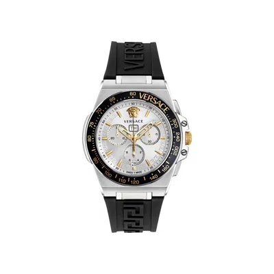 Pre-owned Versace Greca Extreme Chrono Silicone Watch 'stainless Steel' | Silver | Men's Size Onesize