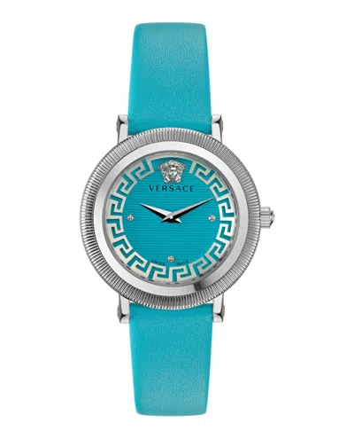 VERSACE VERSACE GRECA FLOURISH LEATHER WATCH