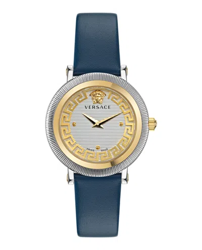 Versace Greca Flourish Leather Watch In Transparent