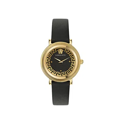 Pre-owned Versace Greca Flourish Leather Watch 'gold' | Women's Size Onesize