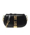 Versace Greca Goddess Leather Crossbody Bag In Black