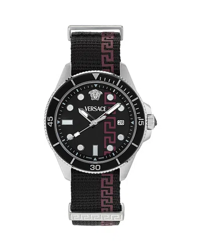 Versace Greca Force Nato Watch, 42mm In Black
