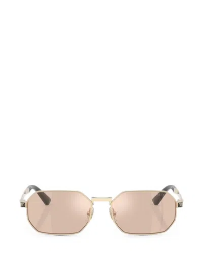 Versace Greca Geometric-frame Sunglasses In Gray