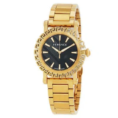 Pre-owned Versace Greca Glam Quartz Black Dial Men's Watch Ve6d00323