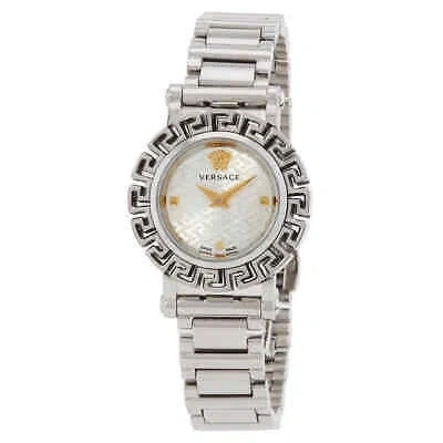Pre-owned Versace Greca Glam Quartz Silver Dial Ladies Watch Ve2q00322