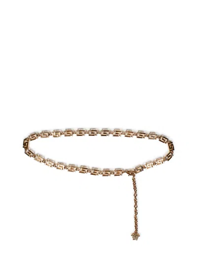 Versace Greca Medusa Pendant Chain Belt In Gold