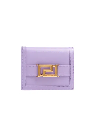 Versace Greca Goddess Bi-fold Wallet In Purple