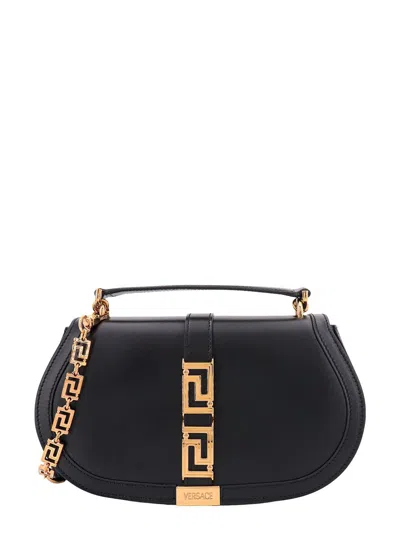 Versace Greca Goddess Handbag In Black