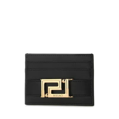 Versace Greca Goddess Card Holder In Black