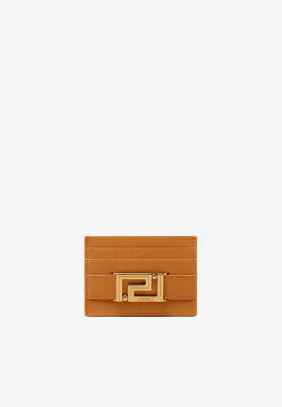 Versace Greca Goddess Cardholder In Orange