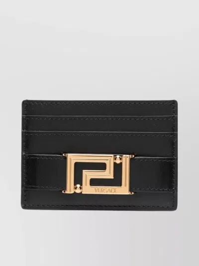 Versace Greca Goddess Chain Link Card Holder In Black