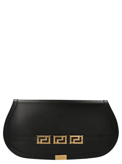 Versace Greca Goddess Clutch Bag In Black