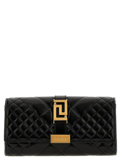 Versace "greca Goddess" Clutch Bag In Black