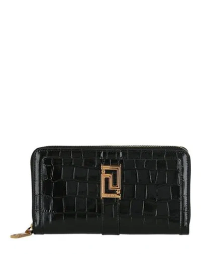 Versace Greca Goddess Continental Wallet Woman Wallet Black Size - Calfskin