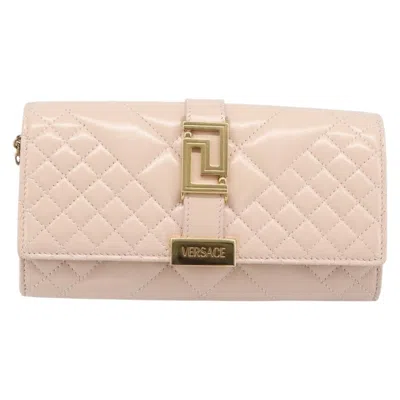 Pre-owned Versace Greca Goddess Convertible Clutch Leather Pink Leather Shoulder Bag Bag ()