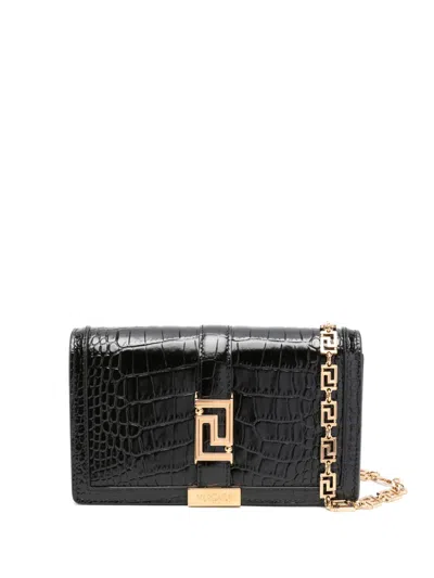 Versace Goddess Leather Mini Bag In Black