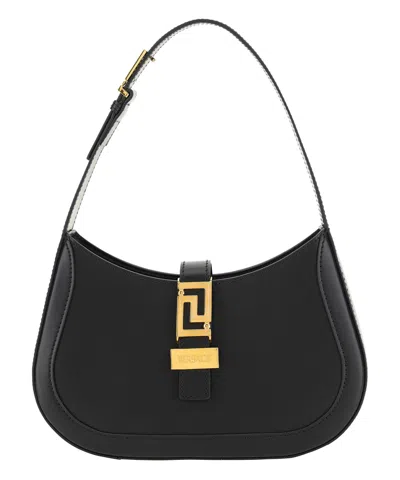 Versace Greca Goddess Hobo Bag In Black