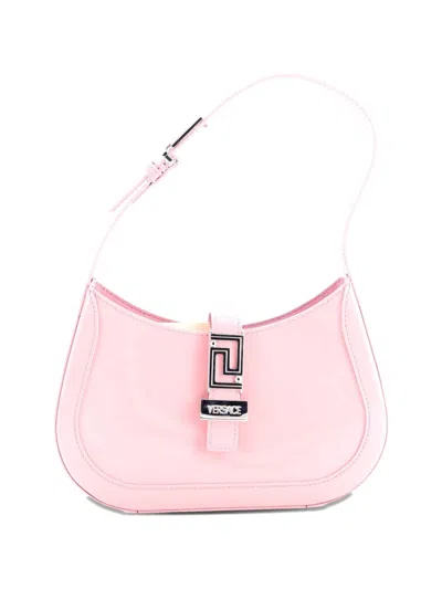 Pre-owned Versace Greca Goddess Hobo Bag Leather Small Shoulder Bag In Pink