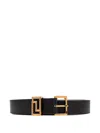 Versace Greca Goddess Leather Belt In Black
