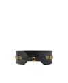 Versace Greca Goddess Leather Belt In Black