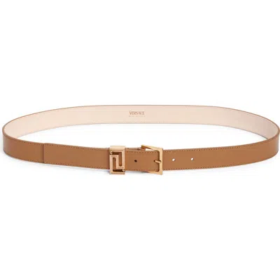 Versace Greca Goddess Leather Belt In Brown