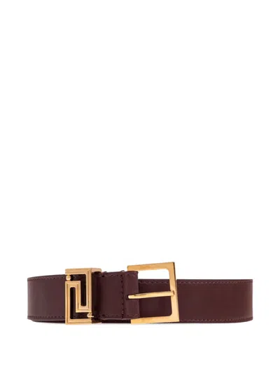 Versace Greca Goddess Leather Belt In Brown