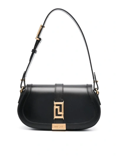 Versace Greca Goddess Leather Mini Bag In Black