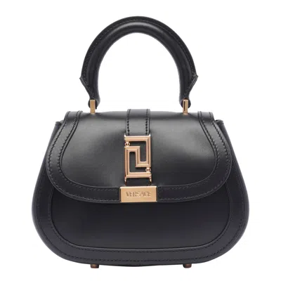 Versace Greca Goddess Leather Mini Bag In Black
