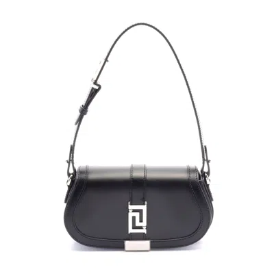 Versace Greca Goddess Leather Shoulder Bag In Black