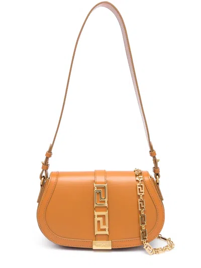 Versace Greca Goddess Shoulder Bag In Brown
