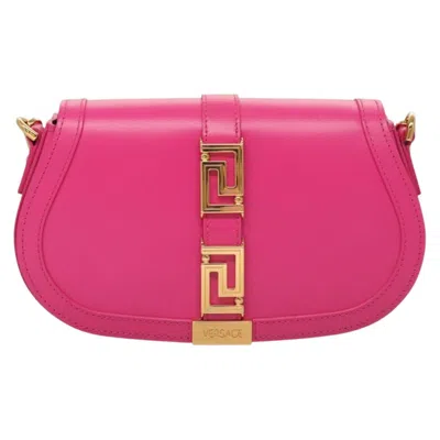 Pre-owned Versace Greca Goddess Leather Shoulder Bag () In Pink