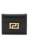 Versace Greca Goddess Bi-fold Wallet In Calf Leather In V Black  Gold