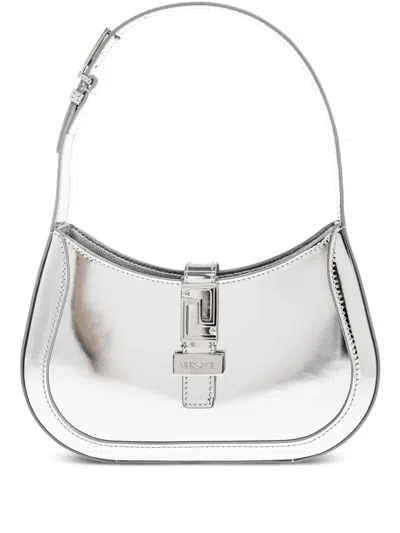 Versace Greca Goddess Metallic Tote Bag In Silver