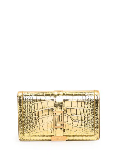 Versace Croc-effect Greca Goddess Mini Bag In Oro-oro