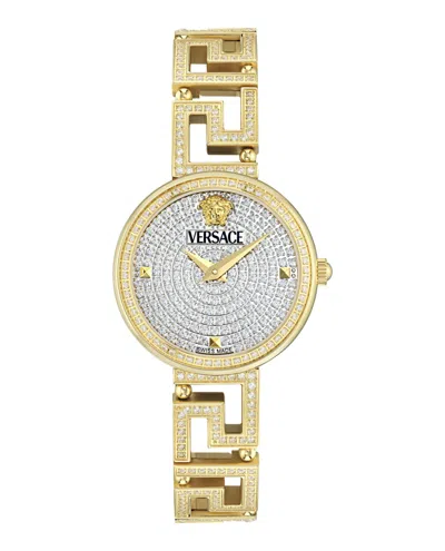 Versace Greca Goddess Mother Of Pearl Watch In Gold