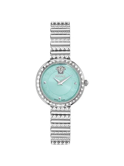 Versace Greca Goddess Petite 28mm Watch In Silver
