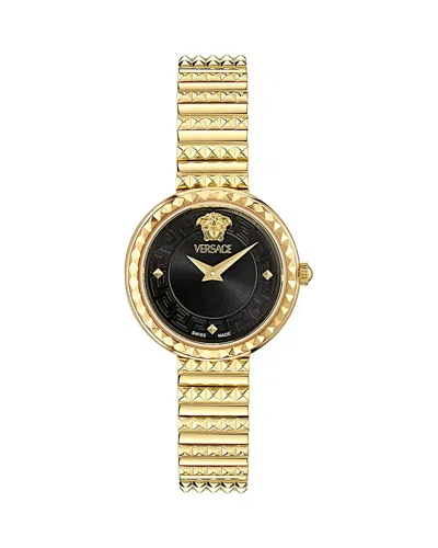 Versace Greca Goddess Petite Watch, 28mm In Black/gold