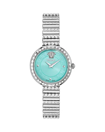Versace Greca Goddess Petite Watch, 28mm In Blue/silver