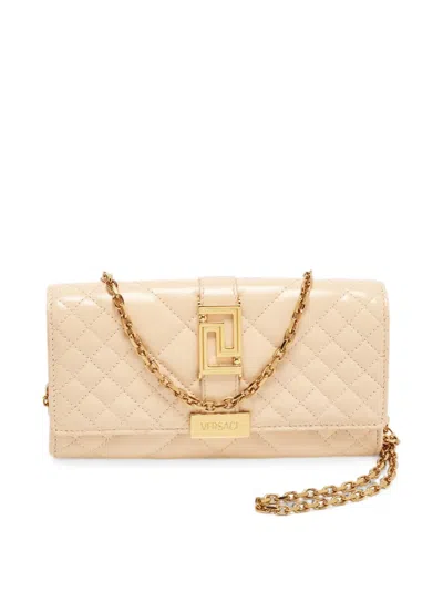 Pre-owned Versace Greca Goddess Quilted Clutch Bag In Neutrals
